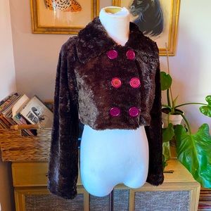Faux fur crop jacket Y2K